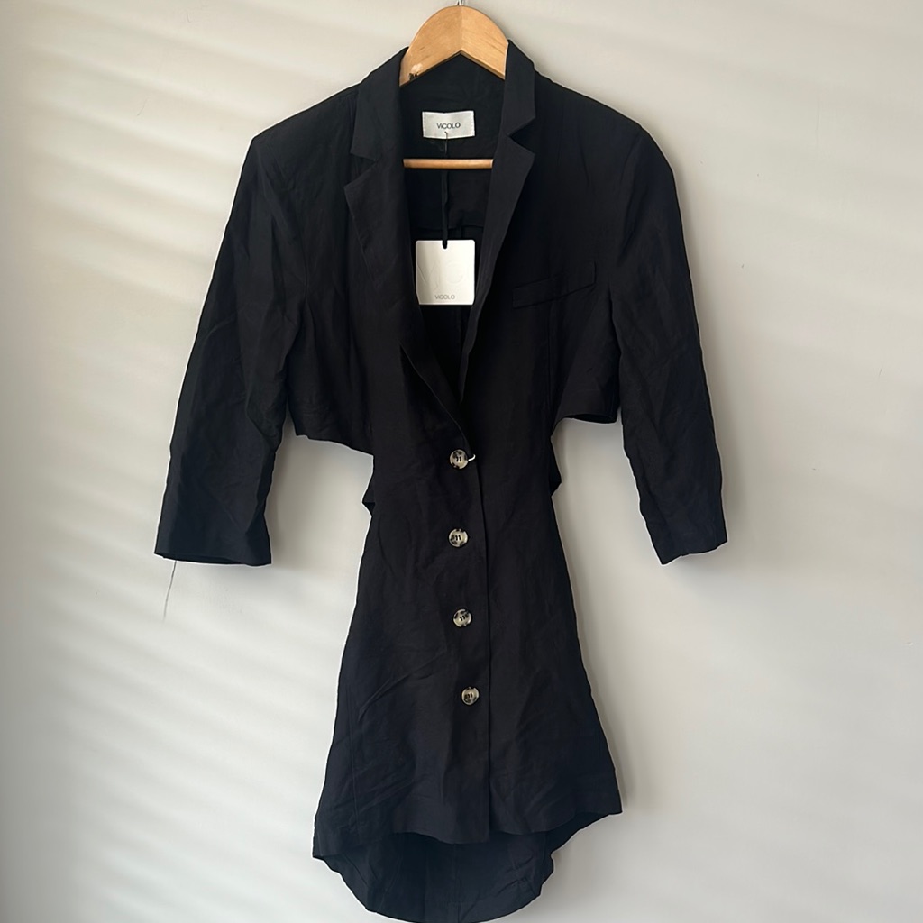 Nwt Vicolo Black Shirt Dress S (Int)